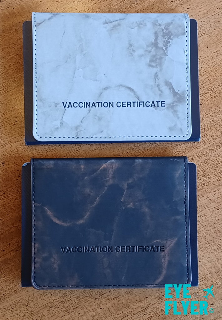 a pair of blue and white cards