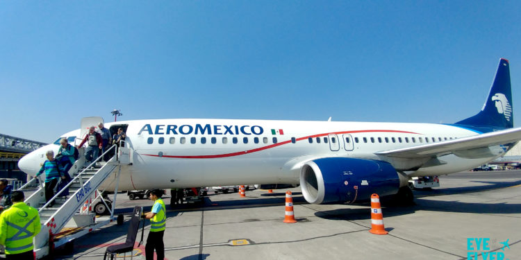 An AeroMexico 737 is seen at Mexico City International Airport (officially known as Aeropuerto Internacional Benito Juárez).