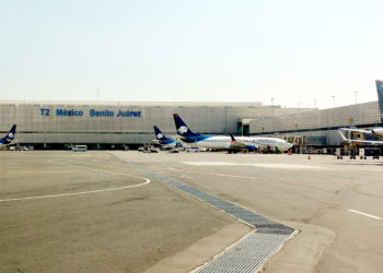 AeroMexico planes are seen at Mexico City International Airport (officially known as Aeropuerto Internacional Benito Juárez).