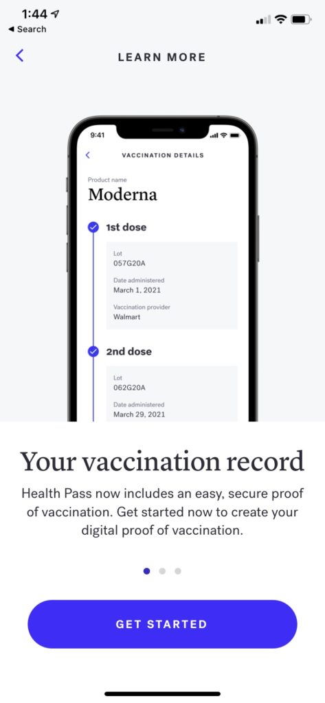 CLEAR Digital Vaccination storage