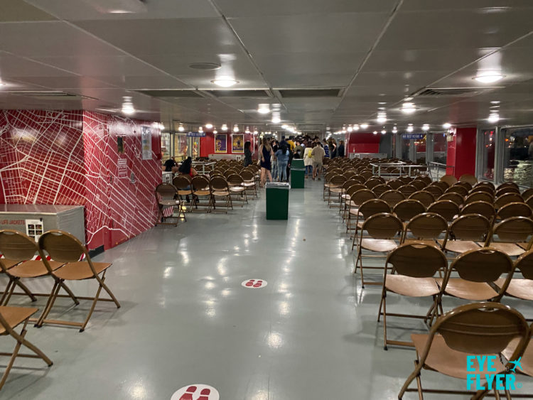 Lower deck of a Circle Line Starlight Cruise boat.