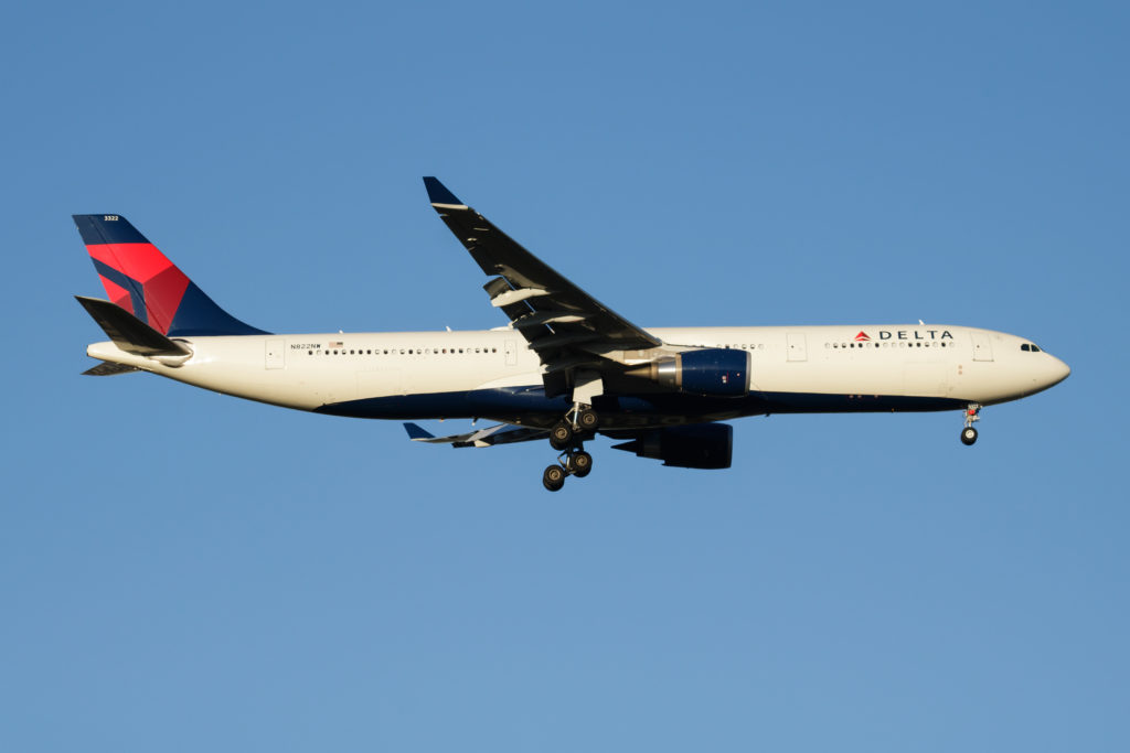 Delta Airlines Airbus A330-300 N822NW passenger plane landing at Madrid Barajas Airport