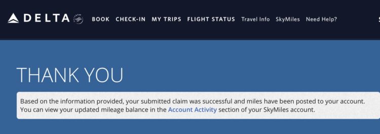 Delta Air Lines Bags on Time claim confirmation