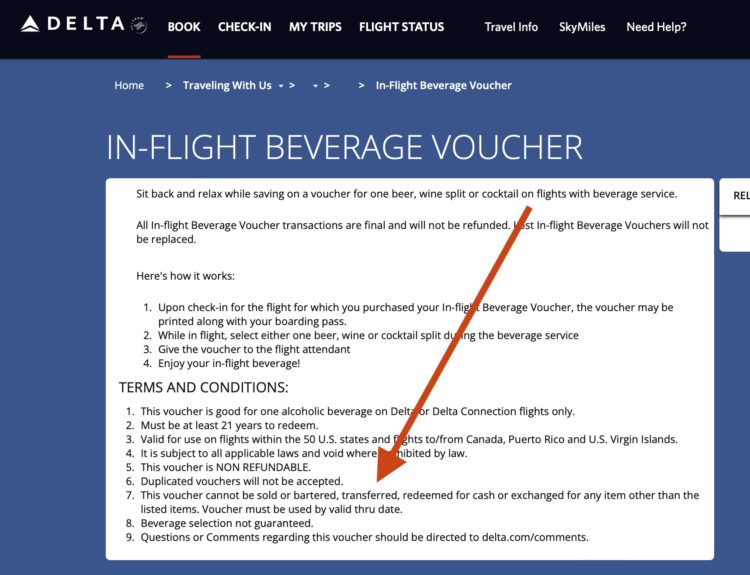 Drink coupon information on Delta.com