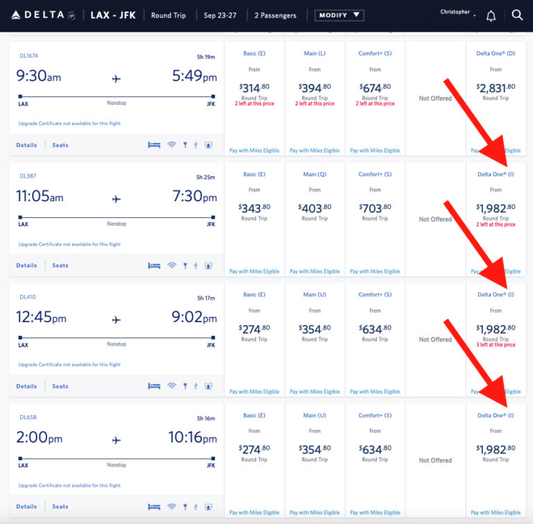 Delta LAX JFK Prices Fare Classes Sept 2021 Eye Of The Flyer