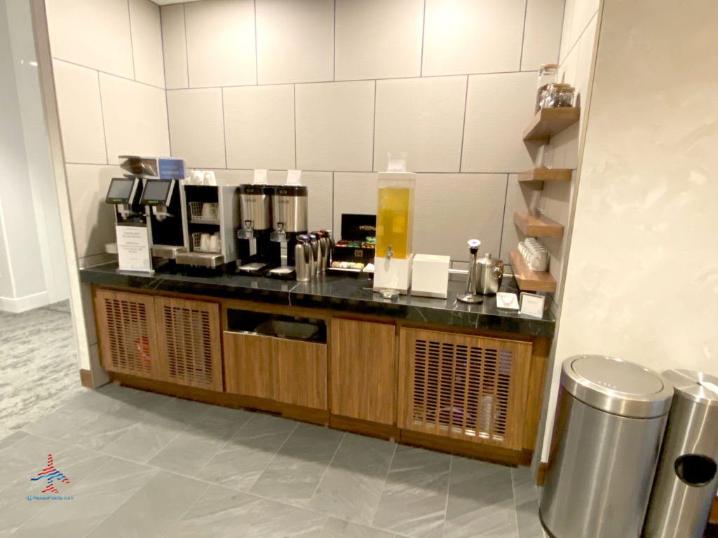 A beverage station is seen during a visit to American Express’ The Centurion Lounge - Las Vegas airport club lounge at Las Vegas International Airport (LAS) in Las Vegas, Nevada