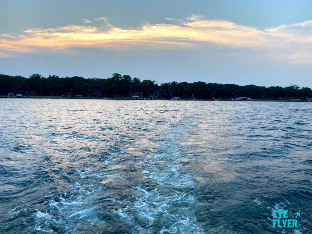Taking an evening boat ride on a Minnesota lake.