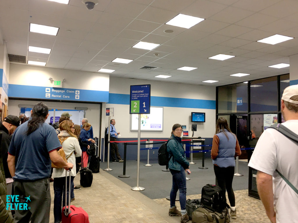 Passengers wait to boarding a Delta Air Lines flight at Gate B1 inside Terminal B at Hollywood Burbank Airport (BUR) in Burbank, California.