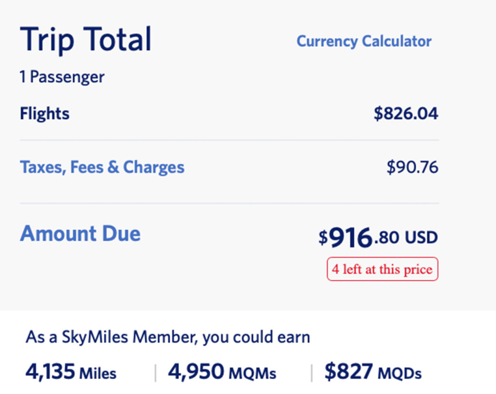 Delta Medallion earnings for an LAX to JFK roundtrip