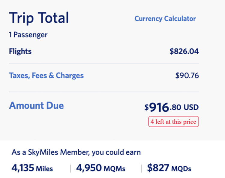 Delta Medallion® earnings for an LAX to JFK roundtrip