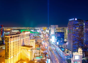Las Vegas at night as seen from atop Tao