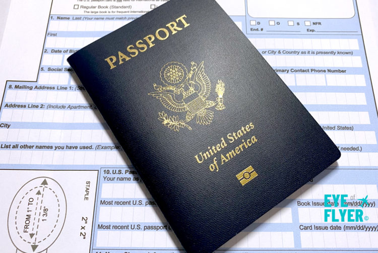 A US passport and passport renewal form