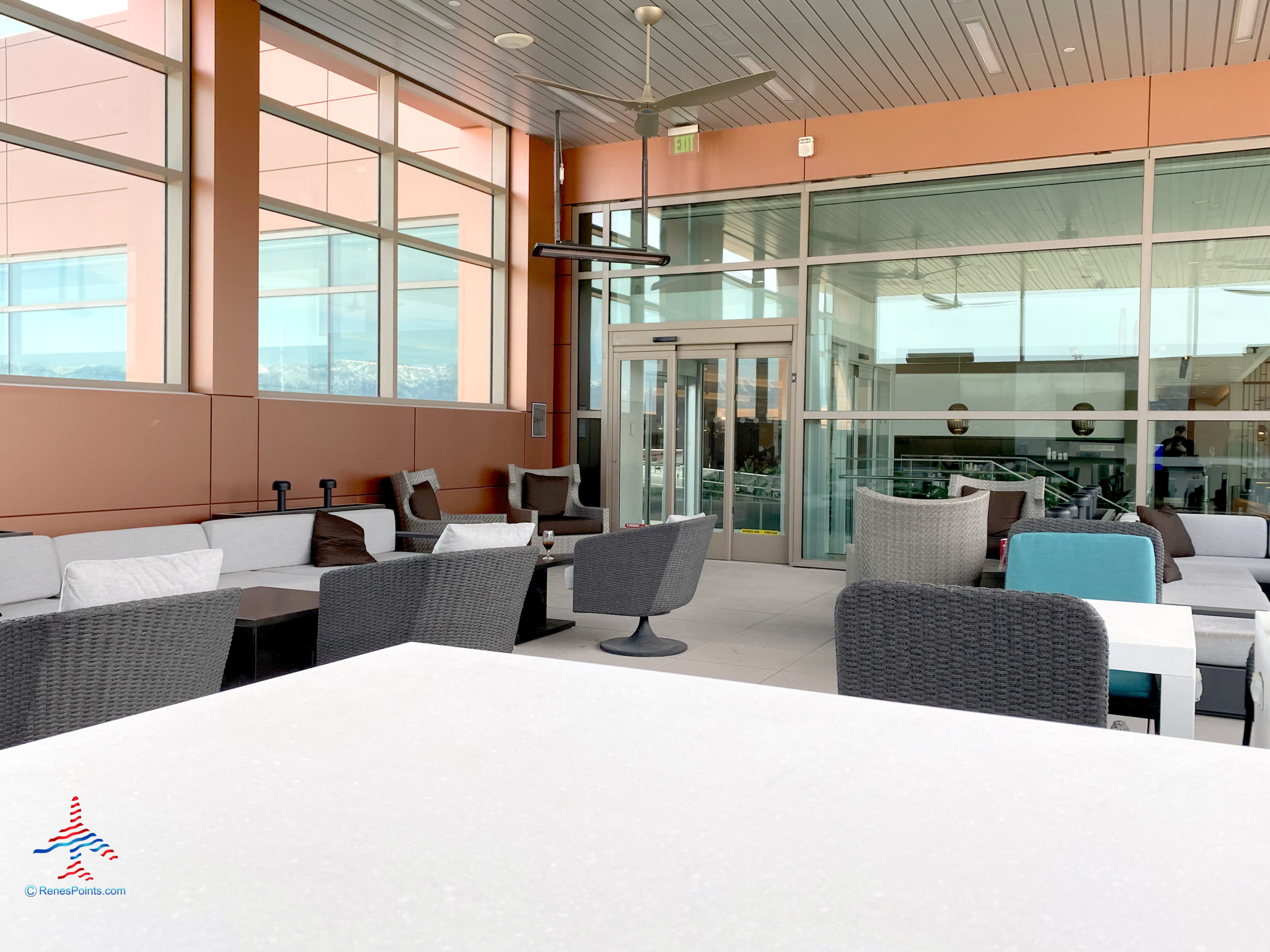 The Sky Deck patio is seen during a visit to the Delta Sky Club Salt Lake City inside Terminal A of Salt Lake City International Airport (SLC). (Photo ©RenesPoints.com)