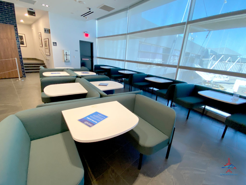 Dining tables are seen during a visit to American Express’ The Centurion Lounge - Las Vegas airport club lounge at Las Vegas International Airport (LAS) in Las Vegas, Nevada