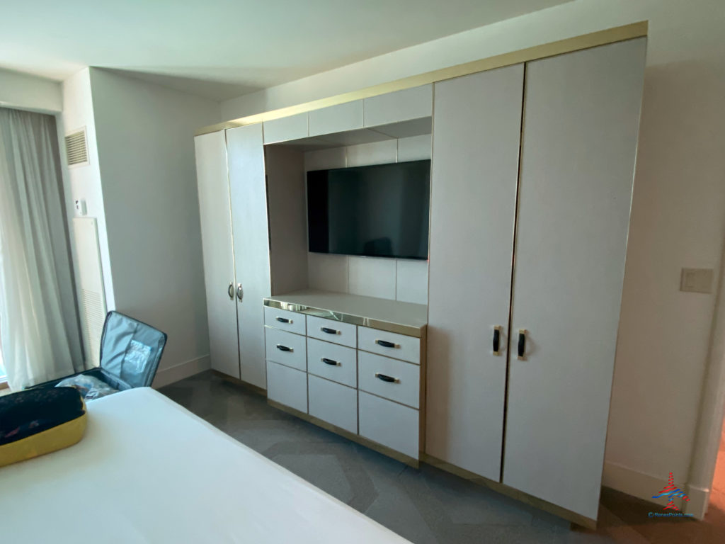 Closets and drawers are seen inside a Delano Stay Well Suite at Delano Las Vegas, a MGM Resorts hotel part of the Mandalay Bay Resort Casino complex near the Las Vegas Strip in Paradise, Nevada.