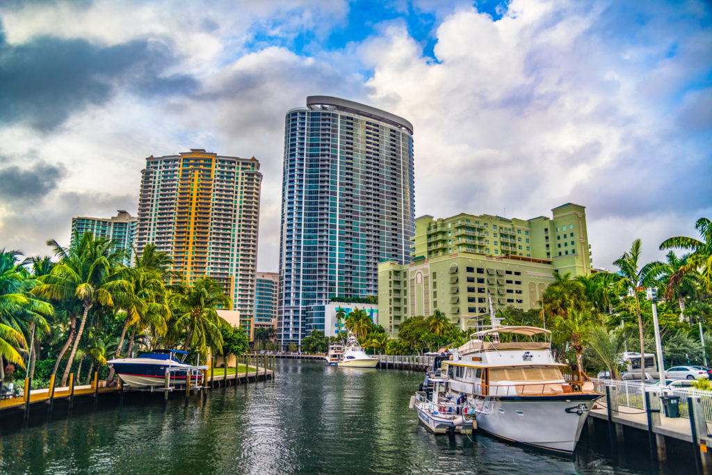 Downtown Fort Lauderdale, Florida, USA Skyline from Waterway.
