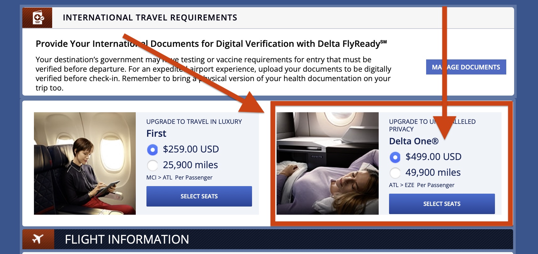 Delta One Upgrade Offer