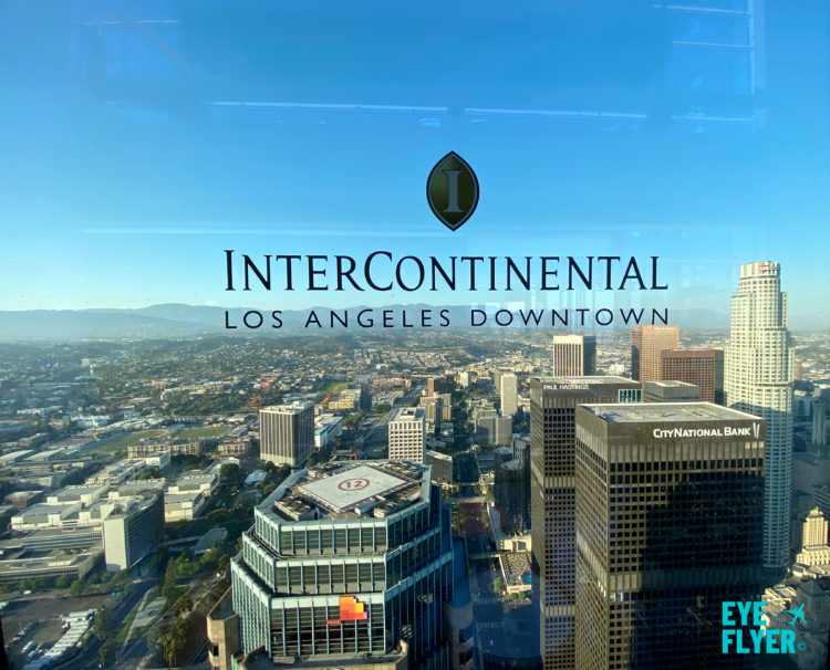 View from the rooftop restaurant and bar at InterContinental Los Angeles Downtown in Los Angeles, California.