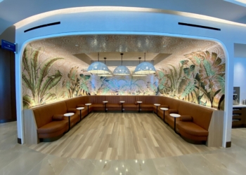 The Coffee Grotto is seen at the T3 Delta Sky Club airport lounge at Los Angeles International Airport (LAX).