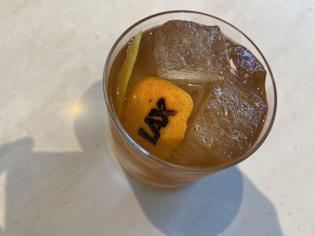 A Peanut Butter Old Fashioned is served at the T3 Delta Sky Club airport lounge at Los Angeles International Airport (LAX).