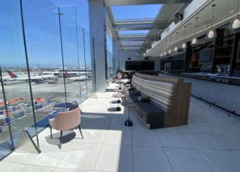 The Sky Deck is seen at the T3 Delta Sky Club airport lounge at Los Angeles International Airport (LAX).