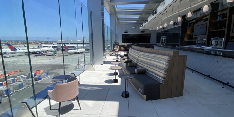 The Sky Deck is seen at the T3 Delta Sky Club airport lounge at Los Angeles International Airport (LAX).