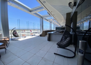 The Sky Deck is seen at the T3 Delta Sky Club airport lounge at Los Angeles International Airport (LAX).