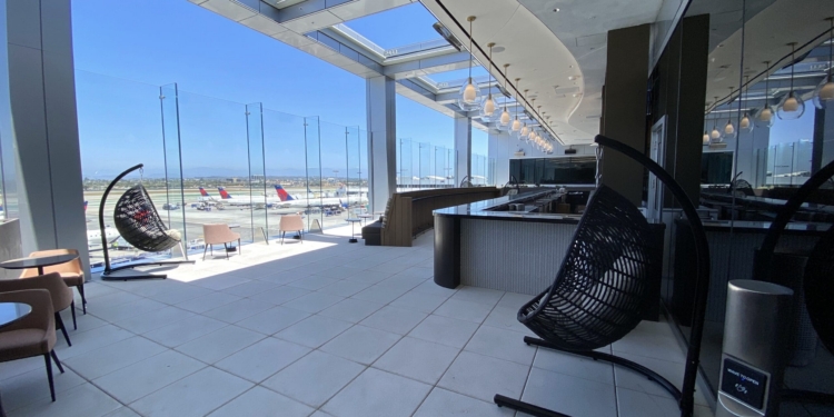 The Sky Deck is seen at the T3 Delta Sky Club airport lounge at Los Angeles International Airport (LAX).