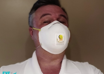 a man wearing a face mask