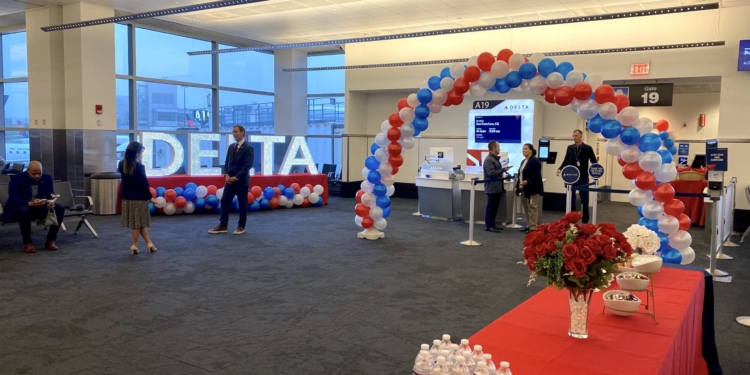 Gate A19 at Boston Logan airport, site of the inaugural Delta A321neo revenue flight