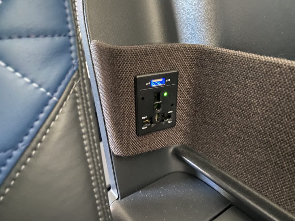 Delta Air Lines' Airbus A321neo First Class cabin power port
