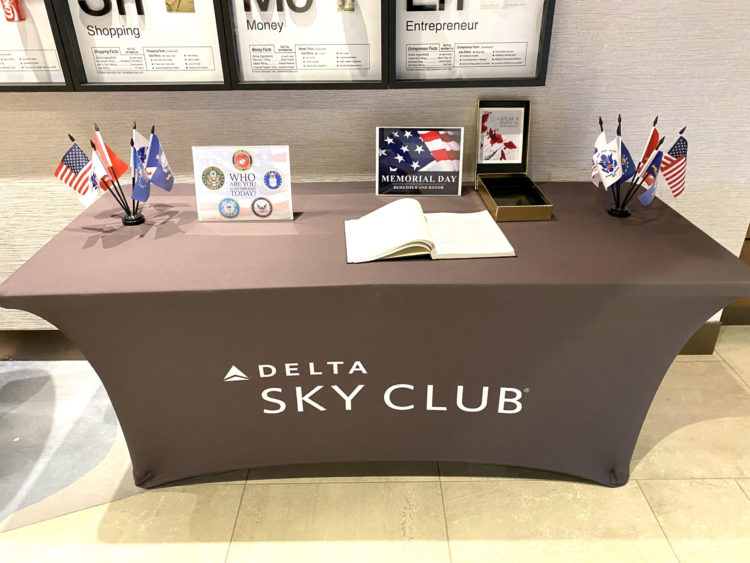 A Memorial Day tribute inside the Delta Air Lines T3 Sky Club at LAX.