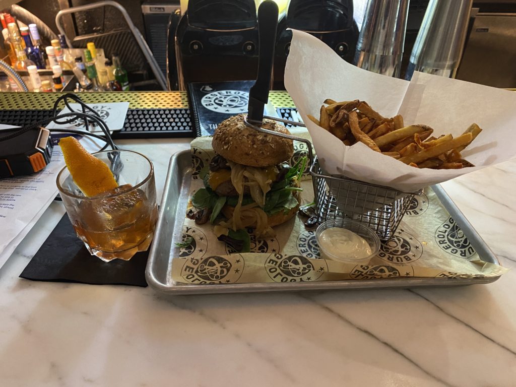 Burger and fries at Burgerology in New York
