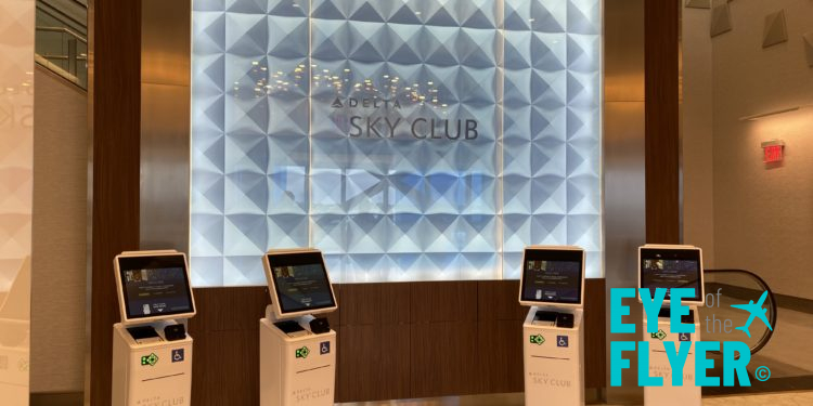 The lobby of the Delta Sky Club at Delta Air Lines' new Terminal C at LaGuardia Airport in Queens, New York (LGA).