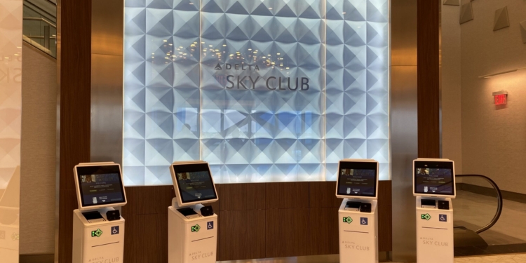 The lobby of the Delta Sky Club at Delta Air Lines' new Terminal C at LaGuardia Airport in Queens, New York (LGA).