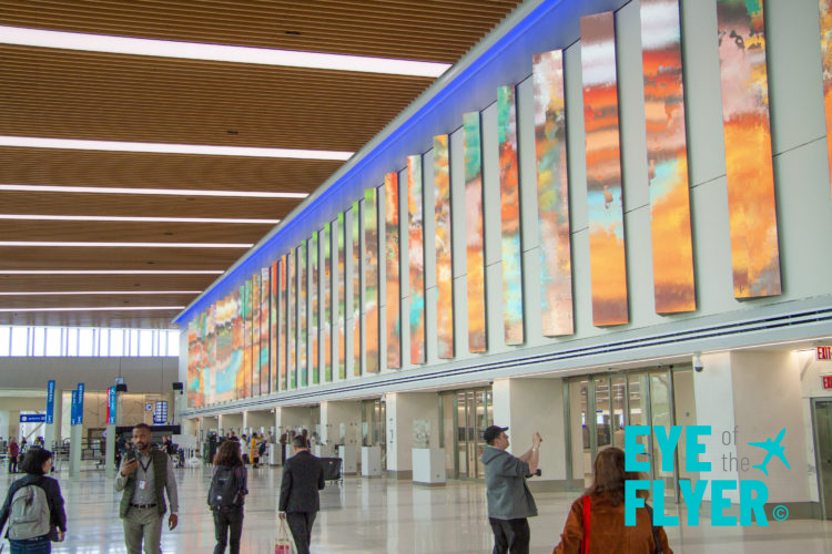 Lights at Delta Air Lines' new Terminal C at LaGuardia Airport in Queens, New York (LGA).