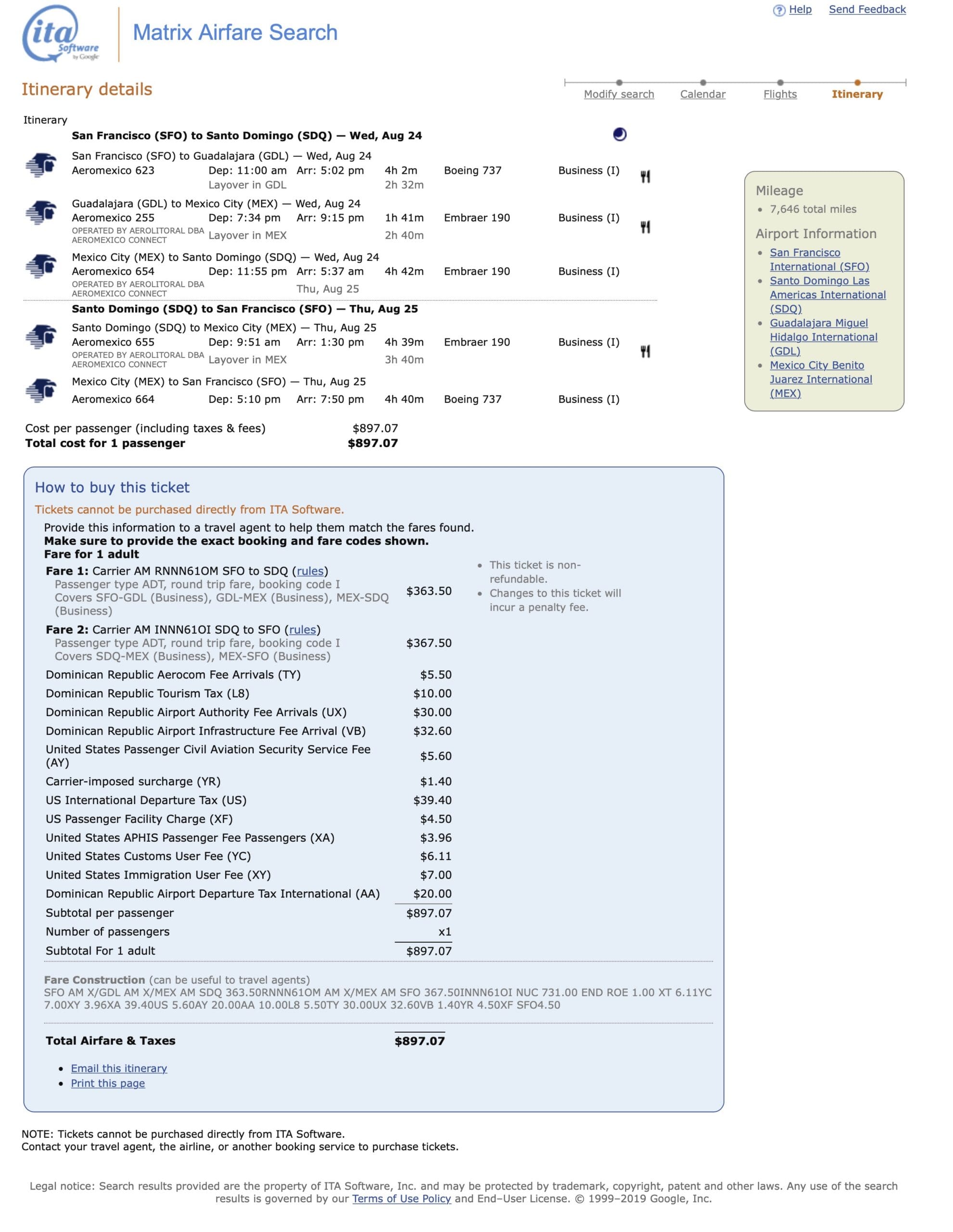 San Francisco to Santo Domingo Business Class Mileage/Status Run for Delta Elite Status