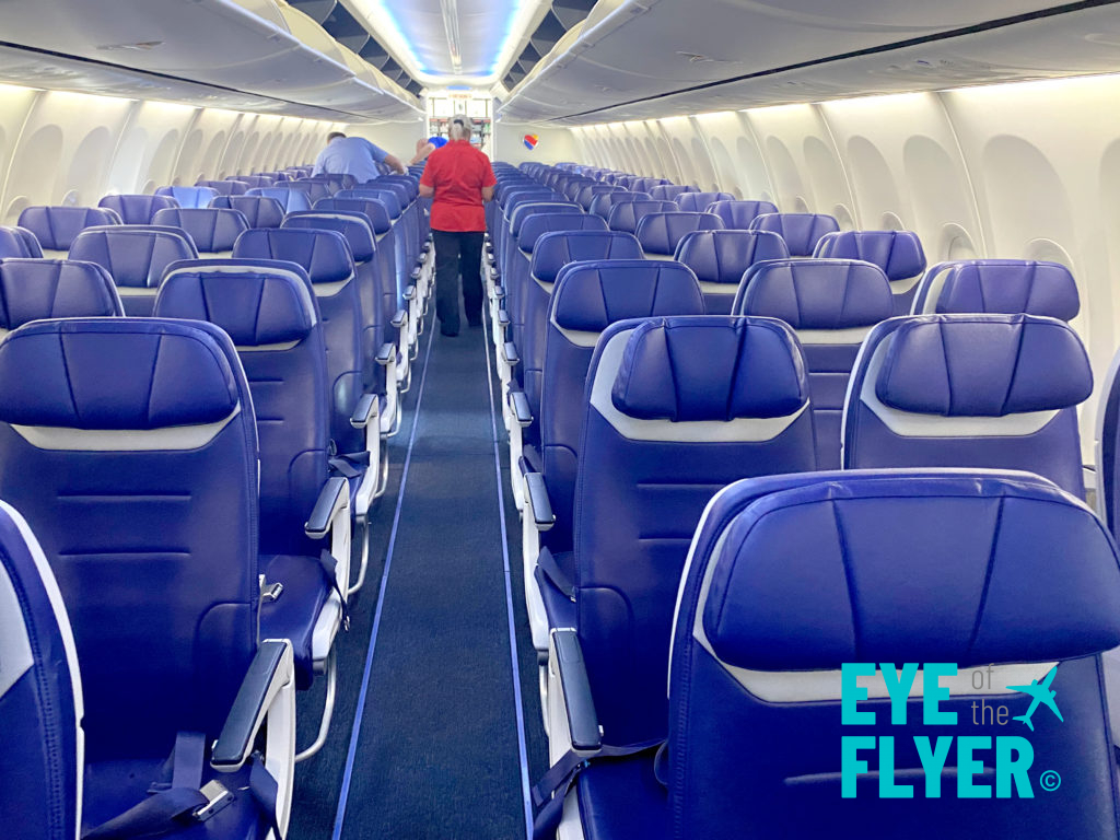 The interior of a Southwest Airlines 737