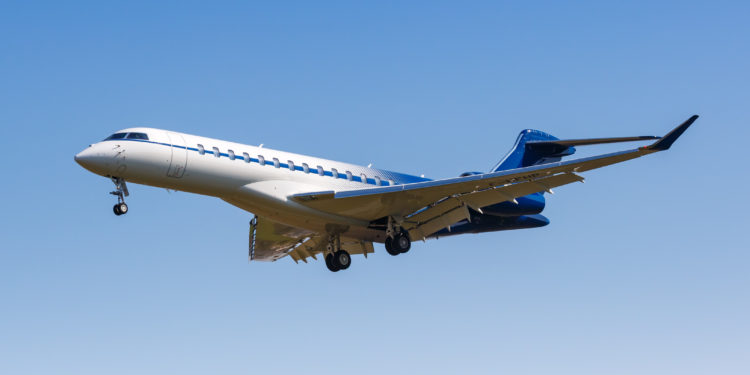 Milan, Italy - March 22, 2022: Private Bombardier Global 7500 airplane at Milan Linate airport (LIN) in Italy. (©iStock.com/Boarding1Now)