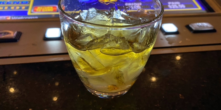 A complimentary bourbon drink from the MGM Grand Lobby Bar. The drink was earned from MyVegas.