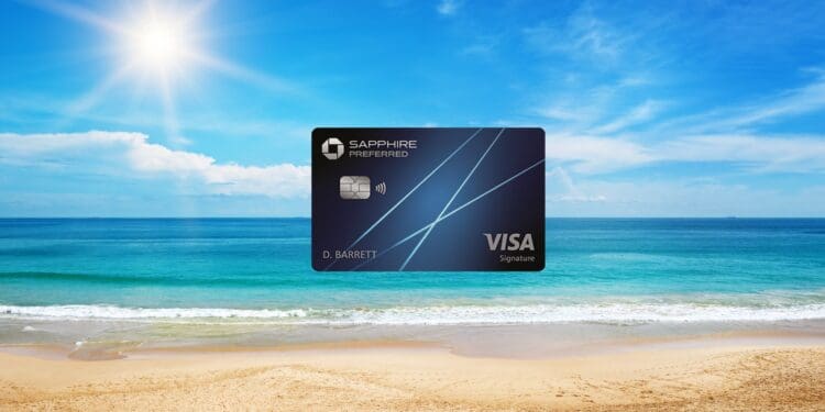 a credit card on a beach