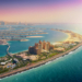 Dubai skyline from Palm Island, United Arab Emirates