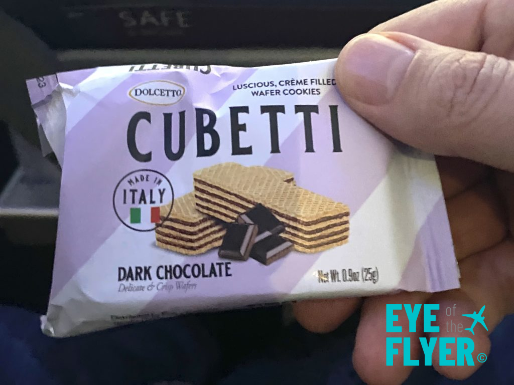 Cubetti wafter served during a Delta Air Lines flight.