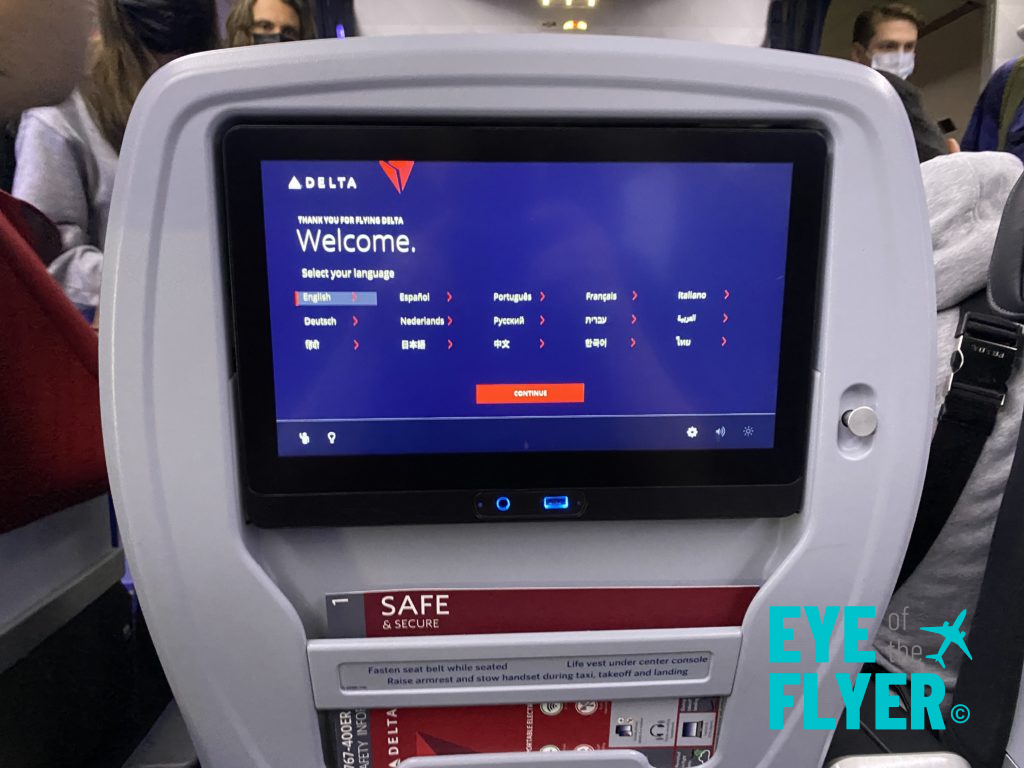 Delta Premium Select IFE screen on a Delta 767-400.
