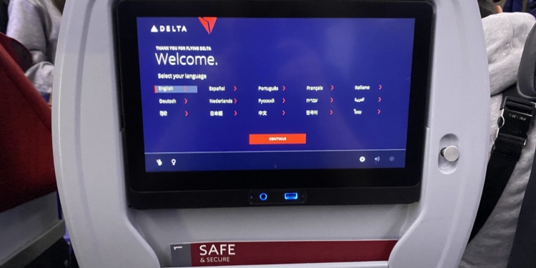 Delta Premium Select IFE screen on a Delta 767-400.