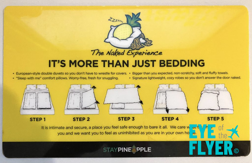 Bedding instructions at the Staypineapple New York