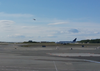 an airplane on the runway