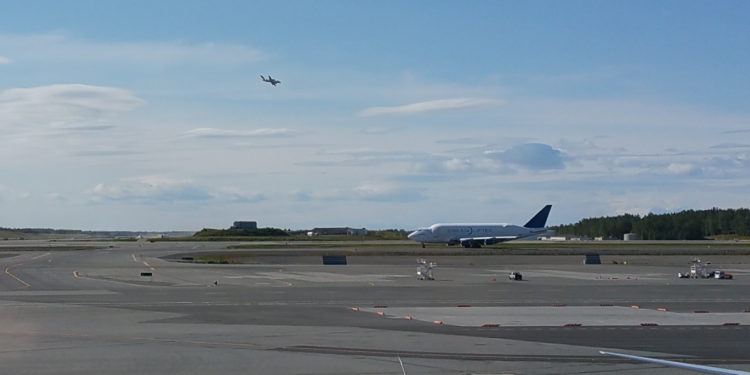 an airplane on the runway