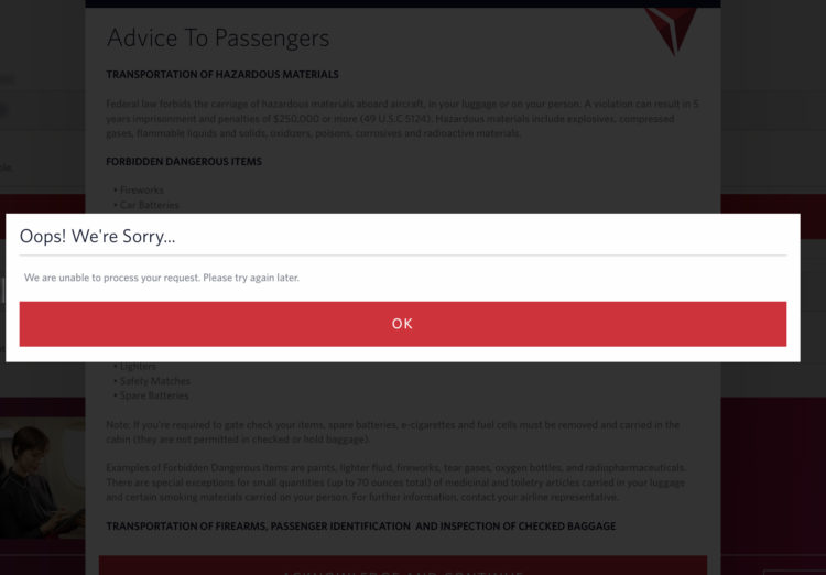 Unable to check in on the Fly Delta app