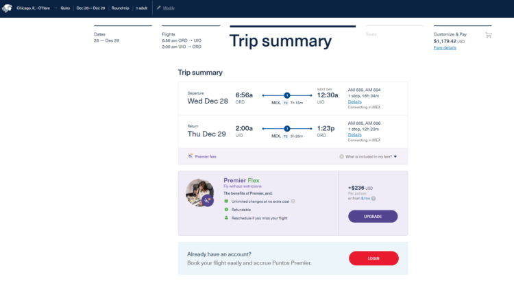 Chicago (ORD) to Quito (UIO) Business Class Run: Projected ~$2905 MQD for under $1,200